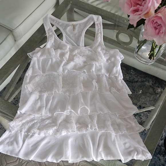 White Lace Ruffle Tank Top - Picture 7 of 8